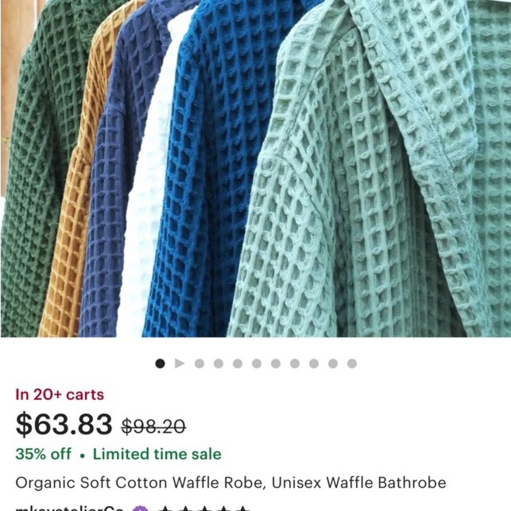 Organic Soft Cotton Waffle Robe Unisex